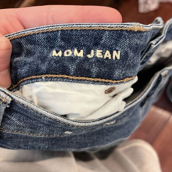 American Eagle Mom Jeans 10 Long Dark Wash 32x28 Classic Denim Pants Tapered - Picture 2 of 8